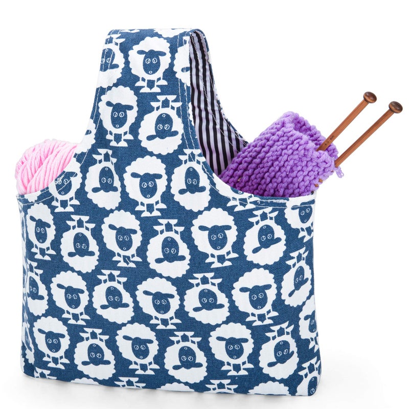 Teamoy Knitting Tote Bag(L12.2 x W7.5), Travel Project Wrist Bag for Knitting Needles(up to 11 Inches), Yarn and Crochet Supplies,Perfect Size for Knitting on The Go (Small, Sheep) - Image 1